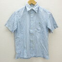 s■日本製■ラコステ/LACOSTE チェック柄 シアサッカー地 半袖シャツ【2】水色/MENS/104【中古】(4)