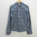 s■アバクロンビー＆フィッチ/Abercrombie Fitch チェック柄 長袖BDシャツ【M】白紺/MENS/81【中古】■