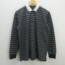 s■ツアーステージ/TOUR STAGE ボーダー柄 長袖ポロシャツ/ゴルフ【L】黒/MENS/15【中古】■