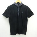 G■バーバリー/Burberry LONDON BlackLABEL 半袖ポロシャツ/コットン【3】黒/men's/123【中古】■(4)