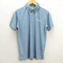 D■ツアーステージ/TOUR STAGE 千鳥格子柄ポロシャツ/ゴルフウェア■青系【M】MENS/132【中古