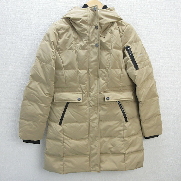 H■オロレイ/OROLAY フーディ ダウンコート ダウンジャケット【S】ベージュ/LADIES■148【中古】