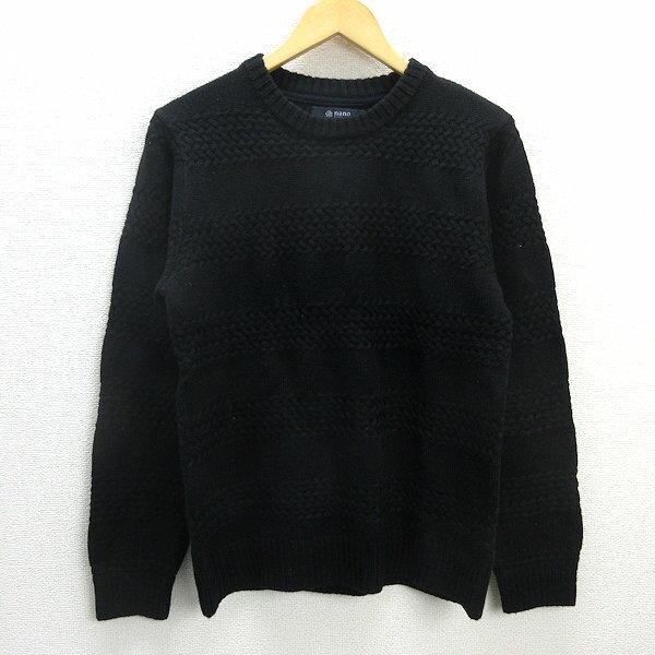 G■ナノユニバース/nano BASE ニットセーター【M】紺/men's/20【中古】■