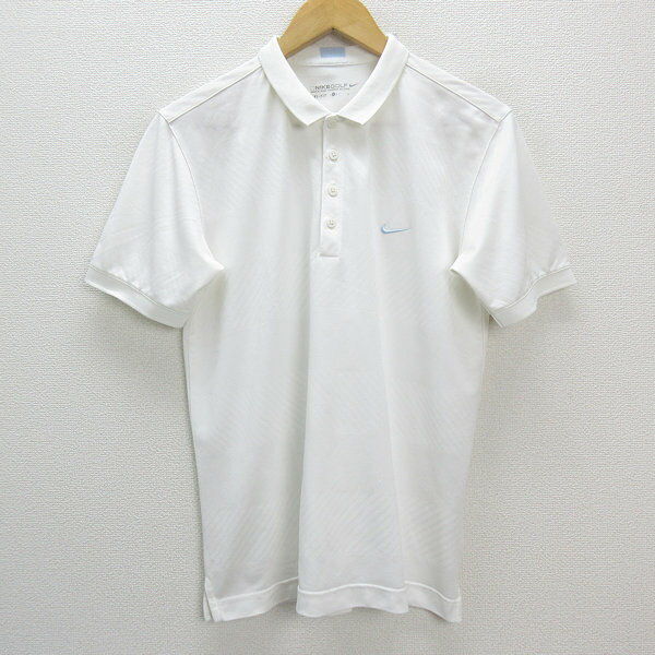 m■ナイキ/NIKE GOLF 半袖ドライポロシャツ ゴルフウェア【L】白MENS/79【中古】