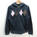z■ザラ/ZARA BASIC ジップアップパーカ アーガイル柄【M】紺/men's/10【中古】