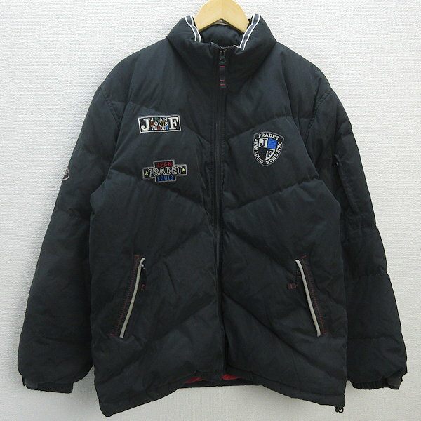 Q■90's レトロ■ジャンルイフラデ/Jean Louis Fradetダウンジャケット■黒【メンズLL】MENS/89【中古】古】