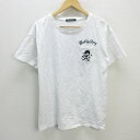 G■ワールドワイドラブ/WORLD WIDE LOVE 刺繍デザインTシャツ【1】白/men 039 s/62【中古】■