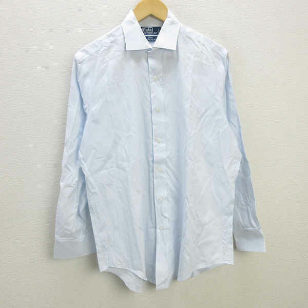 H■ラルフローレン/POLO RalphLoren ヘアラインストライプ 長袖ワイシャツ【40-82】水色/MENS■80【中古】