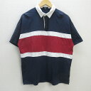 G■ビームス/BEAMS HEART 半袖ラガーシャツ【L】紺/men's/59【中古】■