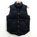a■ナノユニバース/nano universe ストライプ柄 ボタン開閉 ダウンベスト【M】紺/MENS/8【中古】