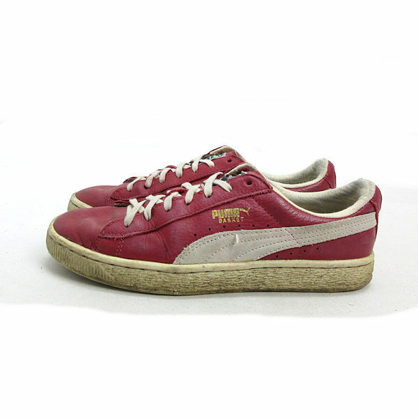 k■【23.5cm】プーマ/PUMA 351912 BASKET レザースニーカーLOW/赤/LADIES■86【中古】