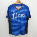 y■Majestic射精■埼玉西武ライオンズ/LIONS 40THレプリカユニフォーム■青【メンズS】MENS/26【中古】