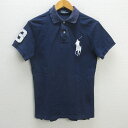 s■ラルフローレン/POLO Ralph Lauren ロゴ刺繍 鹿の子地 ポロシャツ【M】紺/MENS/41【中古】