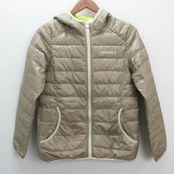 s■アディダス/adidas フーディ ダウンジャケット JKT【M】ベージュ系/LADIES/68【中古】