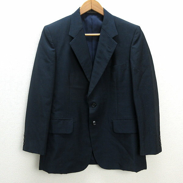 y■80'S 古着■オールドバーバリー/BURBERRY 2つボタン テーラードジャケット■紺【165‐92‐84】MENSレトロ/154【中古】