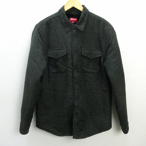 Q■2012AW■シュプリーム/SUPREME Pile Lined Shirtパイル ツイードウール長袖シャツ■カーキ【メンズL】MENS/33【中古】