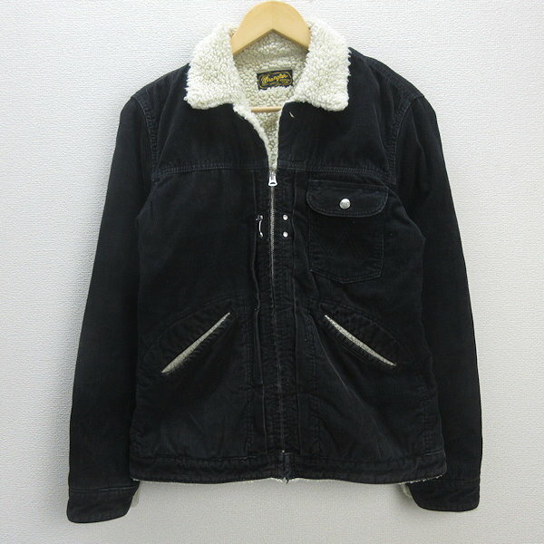 Q■ナノユニバース×ラングラー/WRANGLER S9087コーデュロイ ボアブルゾン■黒【メンズL】MENS/36【中古】