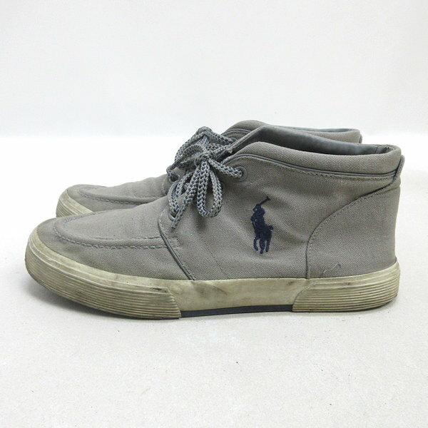 D■【US 8.5】ラルフローレン/POLO RALPH LAUREN キャンバススニーカー■灰/MENS/27【中古】