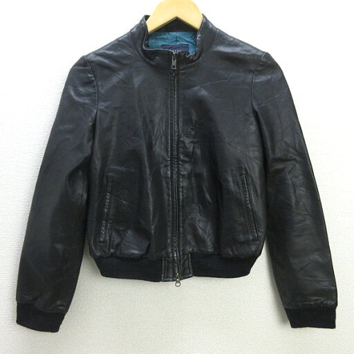 G■シップス/SHIPS レザージャケット/羊革【M】黒/LADIES/55【中古】■ G■シップス/SHIPS レザージャケット/羊革【M】黒/LADIES/55【中古】■