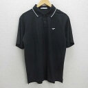 H■ツアーステージ/TOURSTAGE 胸ロゴ刺繍 半袖ドライポロシャツ ゴルフウェア【L】黒/MENS■90【中古】
