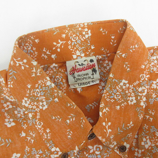 G■アロハトロピカル/HAWAIIAN ALOHA TROPICAL アロハシャツ/コットン【L】オレンジ/men's/136【中古】■