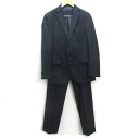 H■ニコル/NICOLE シャドーストライプ スーツ上下セットアップ【48】紺/MENS■45【中古】