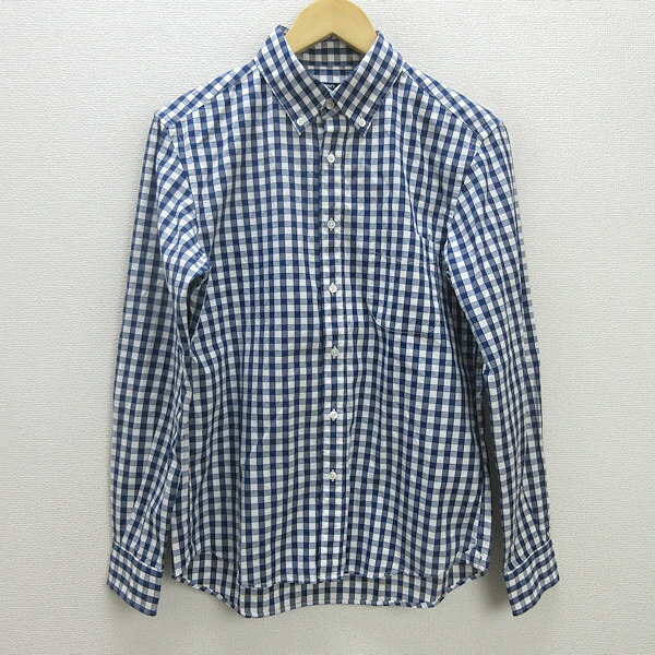 G■シップス/SHIPS 長袖シャツ/ギンガムチェック【M】紺/men's/84【中古】■
