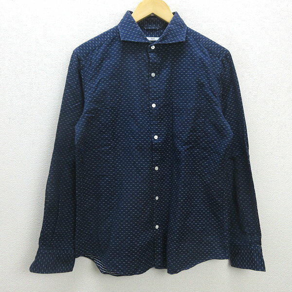 G■シップス/SHIPS 長袖シャツ/コットン【L】紺/men's/99【中古】■