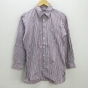 G■バーバリー/Burberry LONDON 長袖シャツ/ストライプ【M程度】赤紺/men's/105【中古】■
