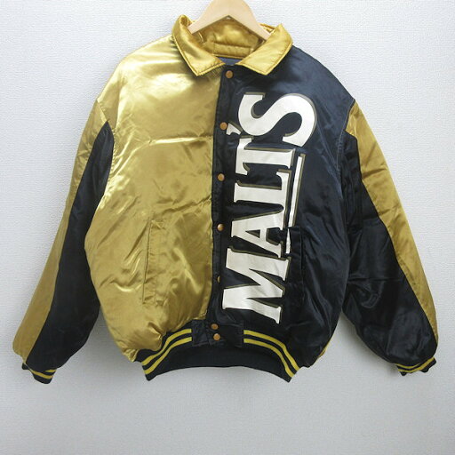 Q■サントリーモルツ/SUNTORY MALTS リバーシブルダウンジャケット/金黒【メンズLL】MENS/57【中古】 Q■サントリーモルツ/SUNTORY MALTS リバーシブルダウンジャケット/金黒【メンズLL】MENS/57【中古】