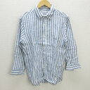H■アーバンリサーチ/URBAN RESEARCH ストライプ柄 七分袖リネンシャツ【L】水色/MENS■139【中古】(4)