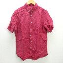 G■ユナイテッドアローズ/UNITED ARROWS GLR 半袖BDシャツ/リネン【XL】赤系/men's/92【中古】■(4)