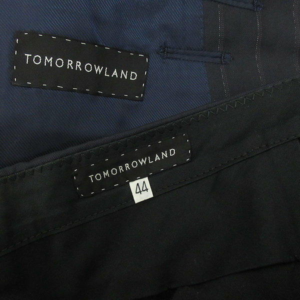 H■トゥモローランド/TOMORROWLAND ストライプ柄 スーツ上下セットアップ/総裏地 裾ダブル【44】紺/MENS■36【中古】