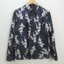 G■タケオキクチ/TAKEO KIKUCHI 長袖シャツ/花柄【3】濃紺/men's/139【中古】■