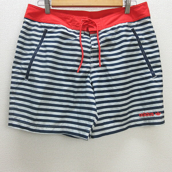 H■アディダス/adidas 水陸両用 サーフショーツ ハーフパンツ【L】紺白/MENS■136【中古】