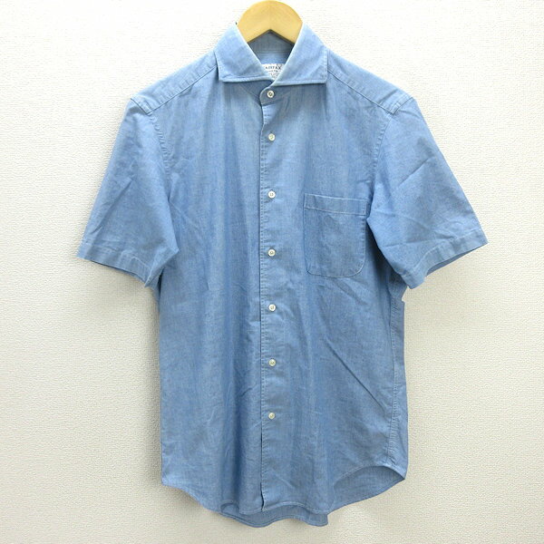 G■フェアファクス/FAIRFAX 半袖シャツ/コットン【15/40】薄青/men's/148【中古】■