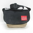 H■マンハッタンポーテージ/Manhattan Portage 底スエード ショルダーバッグ 黒 BAG 兼用■4【中古】