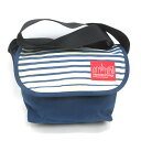 G■マンハッタンポーテージ/Manhattanportage ショルダーバッグ/ボーダー■青白/BAG/15【中古】■