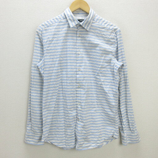 G■ディーゼル/DIESEL 長袖シャツ/ボーダー【M】水色/men's/30【中古】■ G■ディーゼル/DIESEL 長袖シャツ/ボーダー【M】水色/men's/30【中古】■