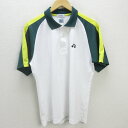 G■ヨネックス/YONEX 半袖ドライポロシャツ/スポーツウェア【L】白緑/men's/91【中古】■