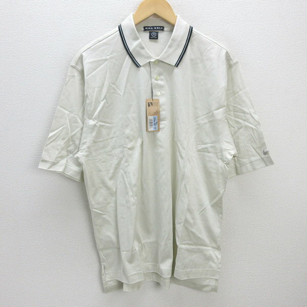 C■【新品未使用】ナイキ/NIKE GOLF 半袖 ポロシャツ【M】アイボリー/MENS■13■