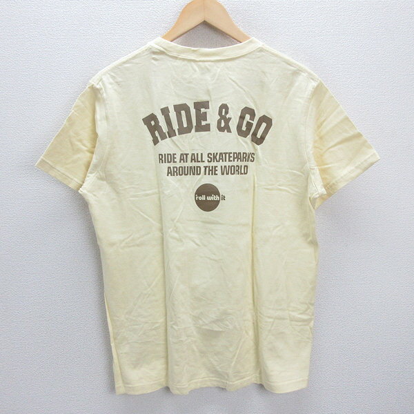 G■ランドリー/Laundry プリントTシャツ/コットン【L】黄/men's/93【中古】■