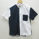 G■ベンデイビス/BEN DAVIS 半袖BDシャツ/コットン【L】白紺/men's/16【中古】■(4)