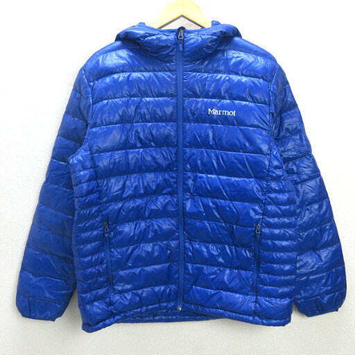 Q■マーモット/MARMOT フーディーダウンジャケット■青【メンズL】MENS/40【中古】 Q■マーモット/MARMOT フーディーダウンジャケット■青【メンズL】MENS/40【中古】
