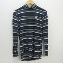 H■23区 GOLF モックネック ボーダー柄 ロングスリーブTシャツ ゴルフウェア【M】MENS■86【中古】