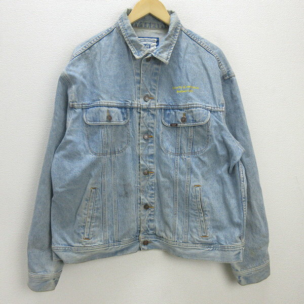 Q■リー/Lee 71075 刺繍入り デニムジャケット/Gジャン/トラッカーJKT【メンズXL】MENS/66【中古】