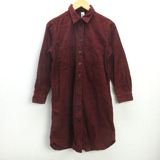 H■マーガレットハウエル/MHL 長袖コーデュロイシャツワンピース【1】エンジ/LADIES■23【中古】 H■マーガレットハウエル/MHL 長袖コーデュロイシャツワンピース【1】エンジ/LADIES■23【中古】