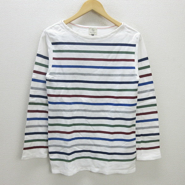 G■ユナイテッドアローズ/UNITED ARROWS B＆Y ロンT カットソー/ボーダー柄【M】白/men's/54【中古】■