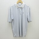G■ナイキ/NIKE GOLF ドライポロシャツ/ボーダー柄【L】白/men's/86【中古】■