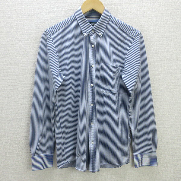 G■ユナイテッドアローズ/UNITED ARROWS GRL 長袖BDシャツ/ストライプ柄【M】紺/men's/76【中古】■